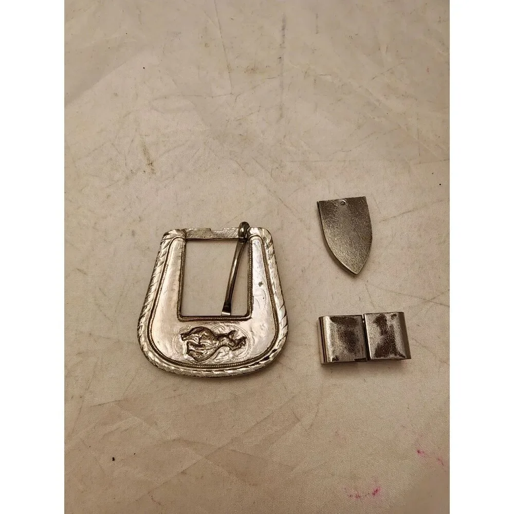 #7639 Belt Buckle Loop hoop tip silver tone southwest western
